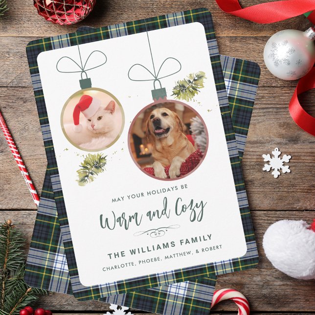 Rustic Plaid Christmas 2 Photos Tartan Holiday (Rustic Plaid Christmas 2 Photos Tartan Holiday Cards)