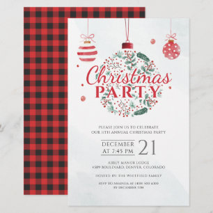 Rustic Plaid Christmas Holiday Party Invitation Stationery