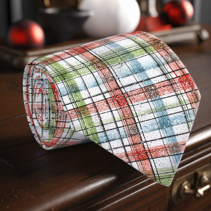 Rustic Plaid Christmas Necktie