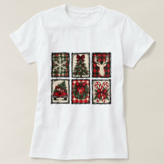 Rustic Plaid Christmas Outfit Farmhouse Holiday T-Shirt