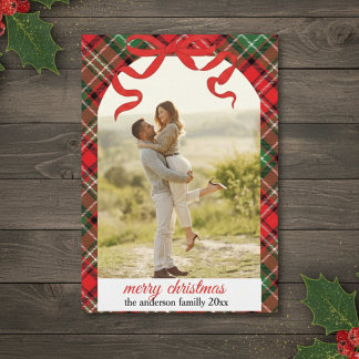 Rustic Plaid Christmas Photo Card