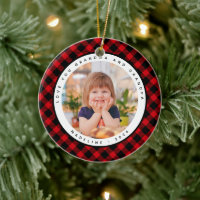 Rustic Plaid Country Photo Grandparents Ornament