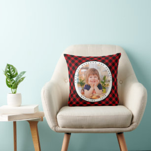 Rustic Plaid Country Photo Grandparents Pillow