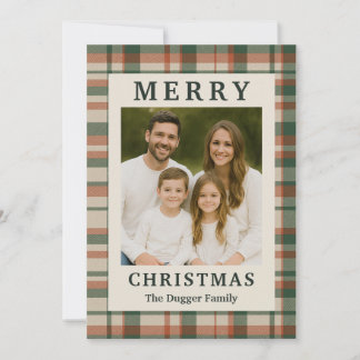 Rustic Plaid Custom Christmas Photo Card