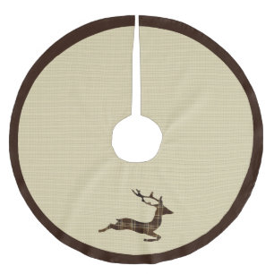 Rustic, plaid deer Christmas Tree Skirt