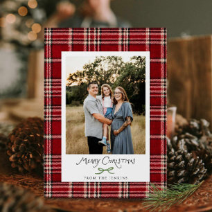 Rustic Plaid Family Christmas Photo Card