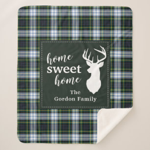 Rustic Plaid Farmhouse Gordon Tartan Sherpa Blanket