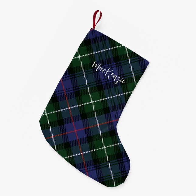 Rustic Plaid Farmhouse MacKenzie Tartan Small Christmas Stocking (Front (Hanging))