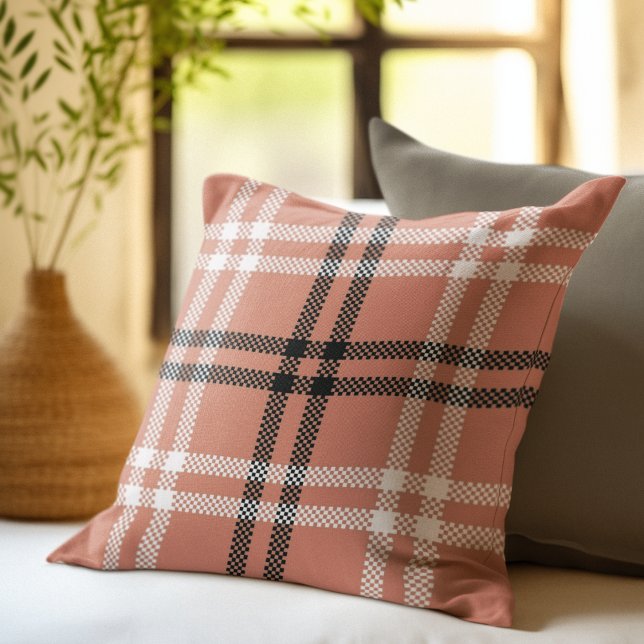 Rustic Plaid Flannel Burnt Orange Modern Farmhouse Cushion (Creator Uploaded)