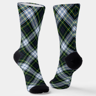 Rustic Plaid Gordon Tartan Green White Pattern Socks