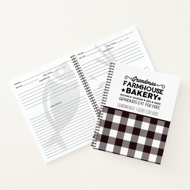 Rustic Plaid Grandma's Farmhouse Bakery Recipe Notebook (Inside)
