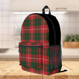 Rustic Plaid Green Red Check Tartan Printed Backpack
