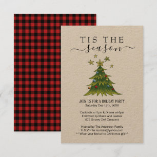 Rustic Plaid Holiday Party Invitation