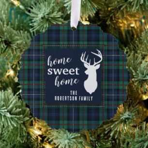 Rustic Plaid Holidays Robertson Family Tartan Tree Decoration Card