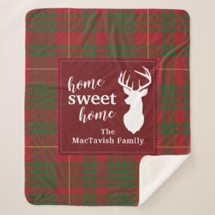 Rustic Plaid Home Sweet Tartan Sherpa Blanket