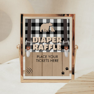 Rustic Plaid Lumberjack Baby Shower Diaper Raffle Poster