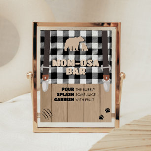 Rustic Plaid Lumberjack Baby Shower Mum Osa Bar Poster