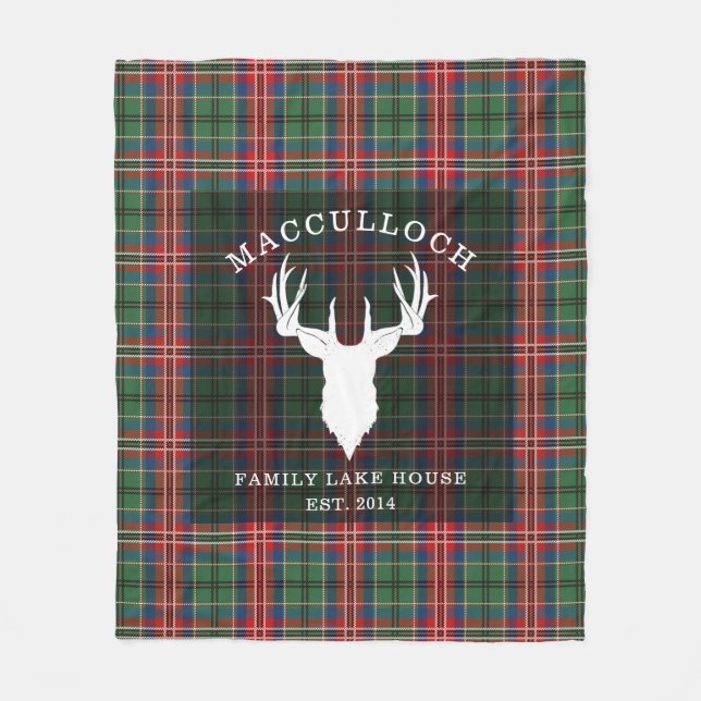 Rustic Plaid MacCulloch Family Tartan Fleece Blanket (Front)