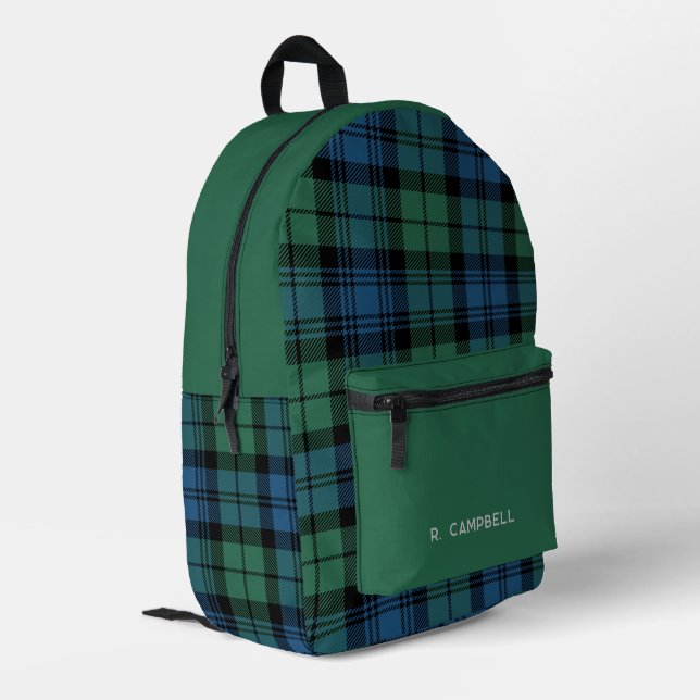 Rustic Plaid Personalised Campbell Tartan Printed Backpack (Back Corner Left)