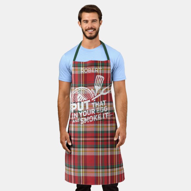 Rustic Plaid Personalised Elegant Chef Apron (Worn)