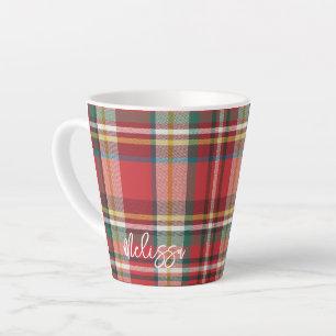 Rustic Plaid Personalised Script Christmas Latte Mug