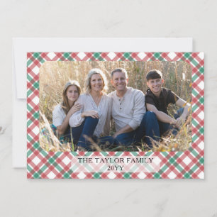 Rustic Plaid Photo Christmas Family Holiday Card