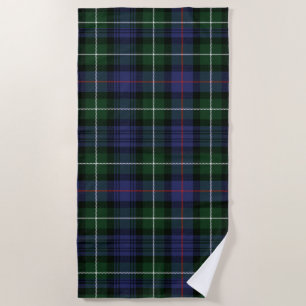 Rustic Plaid Purple and Green Tartan Beach Towel