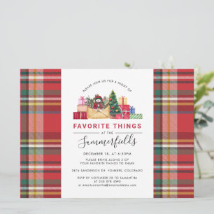 Rustic Plaid Red Christmas Gift Swap Party Invitation