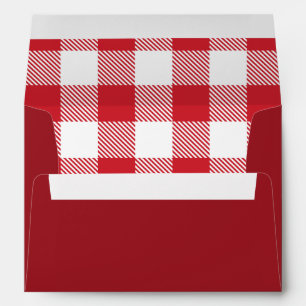 Rustic Plaid Red Gingham Elegant Script Envelope