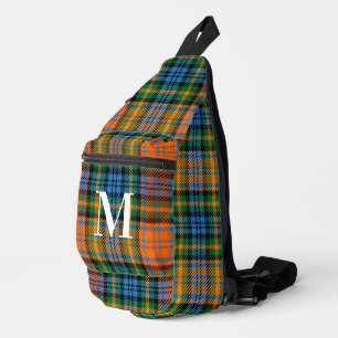 Rustic Plaid Red Green Monogram Tartan Sling Bag