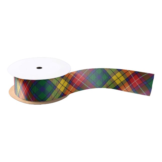 Rustic Plaid Red Green Yellow Buchanan Tartan Satin Ribbon (Spool)