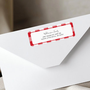 Rustic Plaid Red White Check Return Address