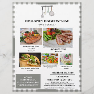 Rustic Plaid Restaurant Menu 