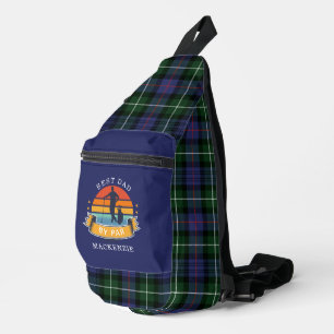 Rustic Plaid Retro Best Dad Golf Lover Tartan Sling Bag