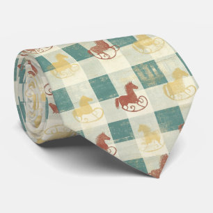 Rustic Plaid Rocking Horse Baby Pattern Tie