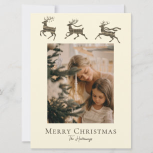 Rustic Plaid Santa’s Reindeer Holiday Card
