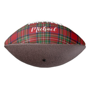 Rustic Plaid Script Red Green Tartan Personalised American Football