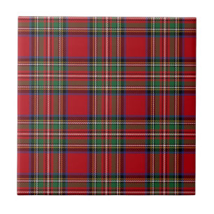 Rustic Plaid Script Red Green Tartan Tile