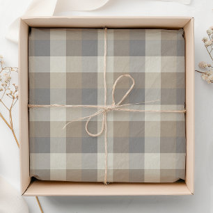 Rustic Plaid Tan Grey Ivory Tissue Paper