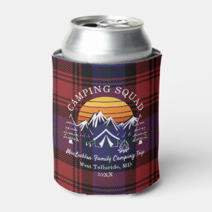 Rustic Plaid Tartan Family Camping Squad Can Cooler