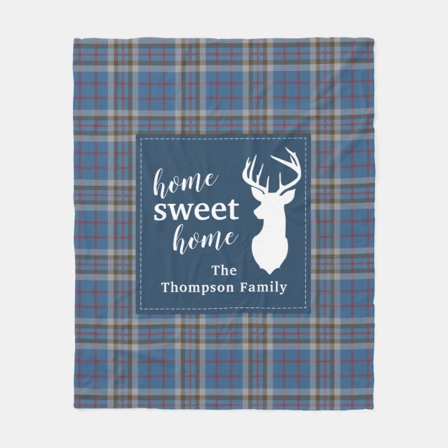 Rustic Plaid Tartan Thompson Custom Fleece Blanket (Front)