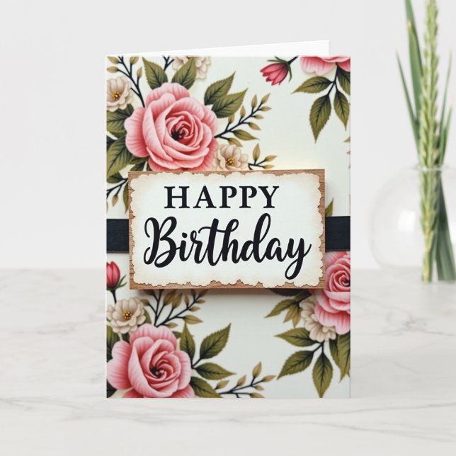 Rustic Plaque Birthday Card (Front)