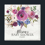 Rustic  Plum Blue Lavender Shower Favour  Magnet<br><div class="desc">Beautiful Purple Plum & Blue Flowers baby shower favour magnet.. Matching items available in our shop.</div>