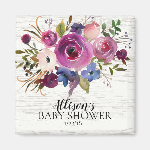 Rustic  Plum Blue Lavender Shower Favour  Magnet