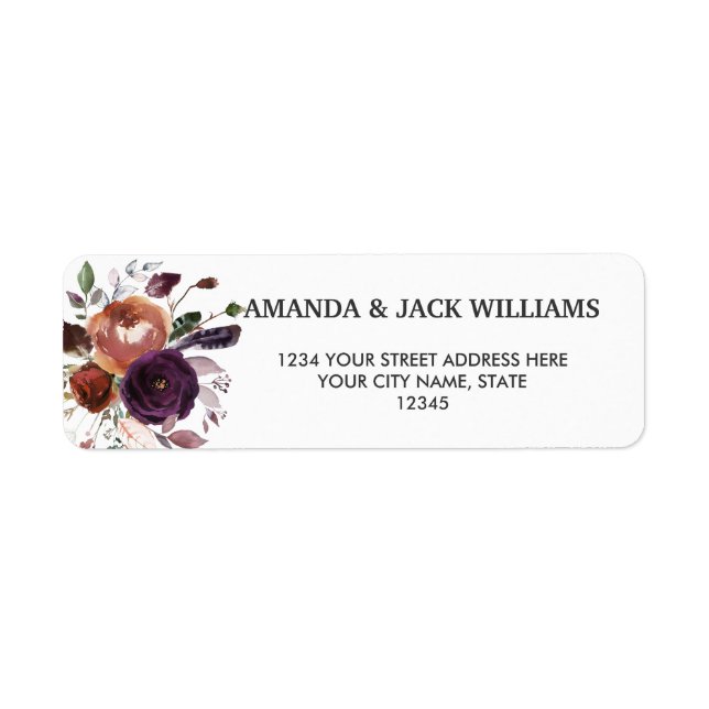 Rustic Plum | Flowers and feathers Floral Wedding (Front)