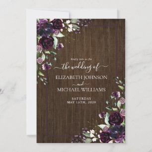 Rustic Plum Purple Watercolor Marble Fall Invitation
