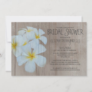 Rustic Plumeria Bridal Shower Invitations