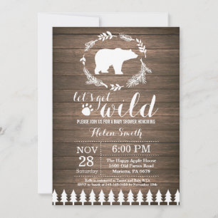 Rustic Polar Bear Baby Shower Invitation