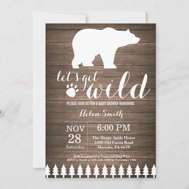 Rustic Polar Bear Baby Shower Invitation (Front)