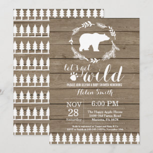Rustic Polar Bear Baby Shower Invitation